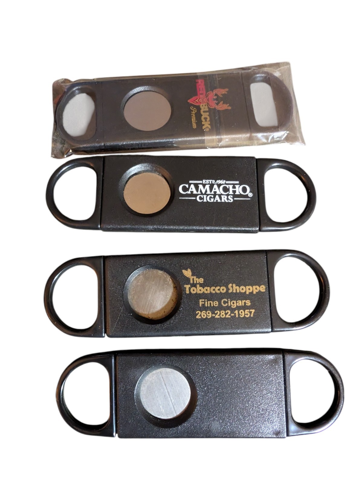 Lot Of 4 Guillotine Cigar Cutters 1 New In Pkg Single Blade Camacho Red Buck