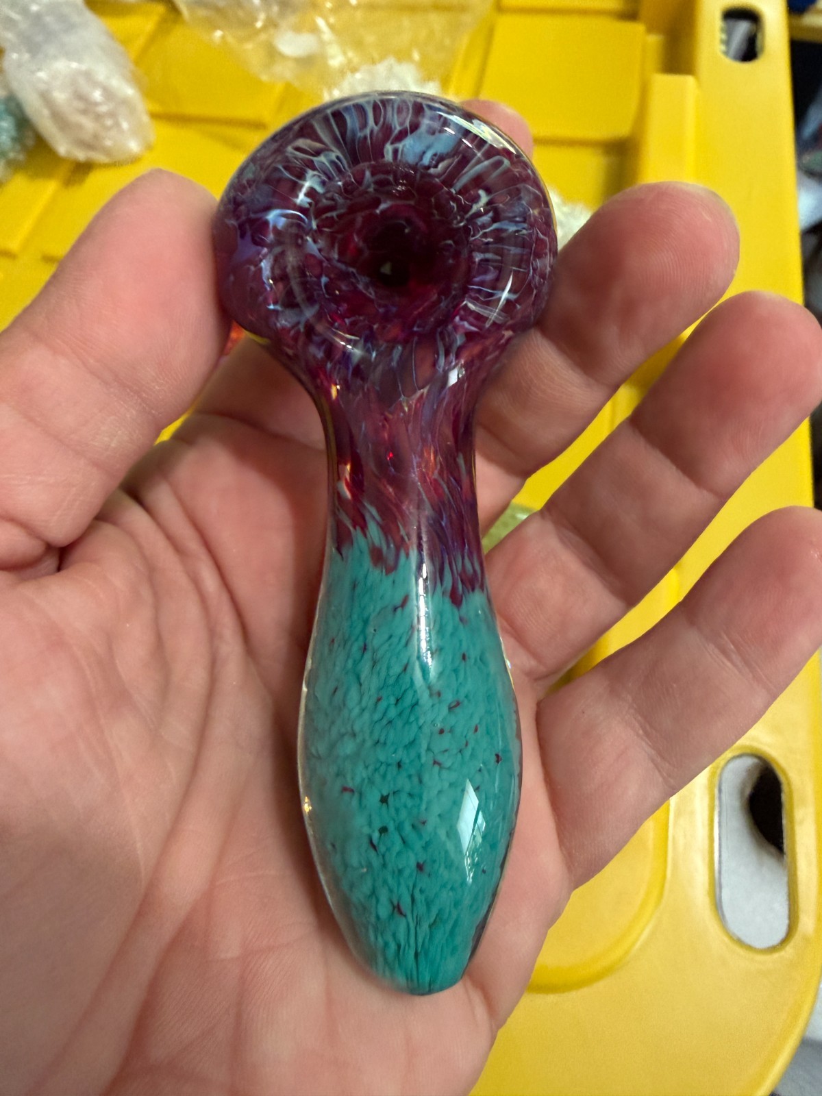 Pipe Glass Teal And Purple Galaxy Spoon Bowl