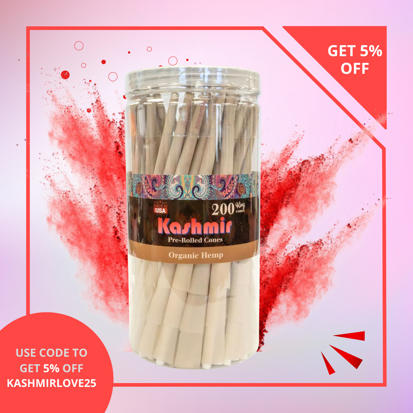 Kashmir Rolling Papers King Size Pre Rolled Cones 200 Pack: Hassle-Free Smoking