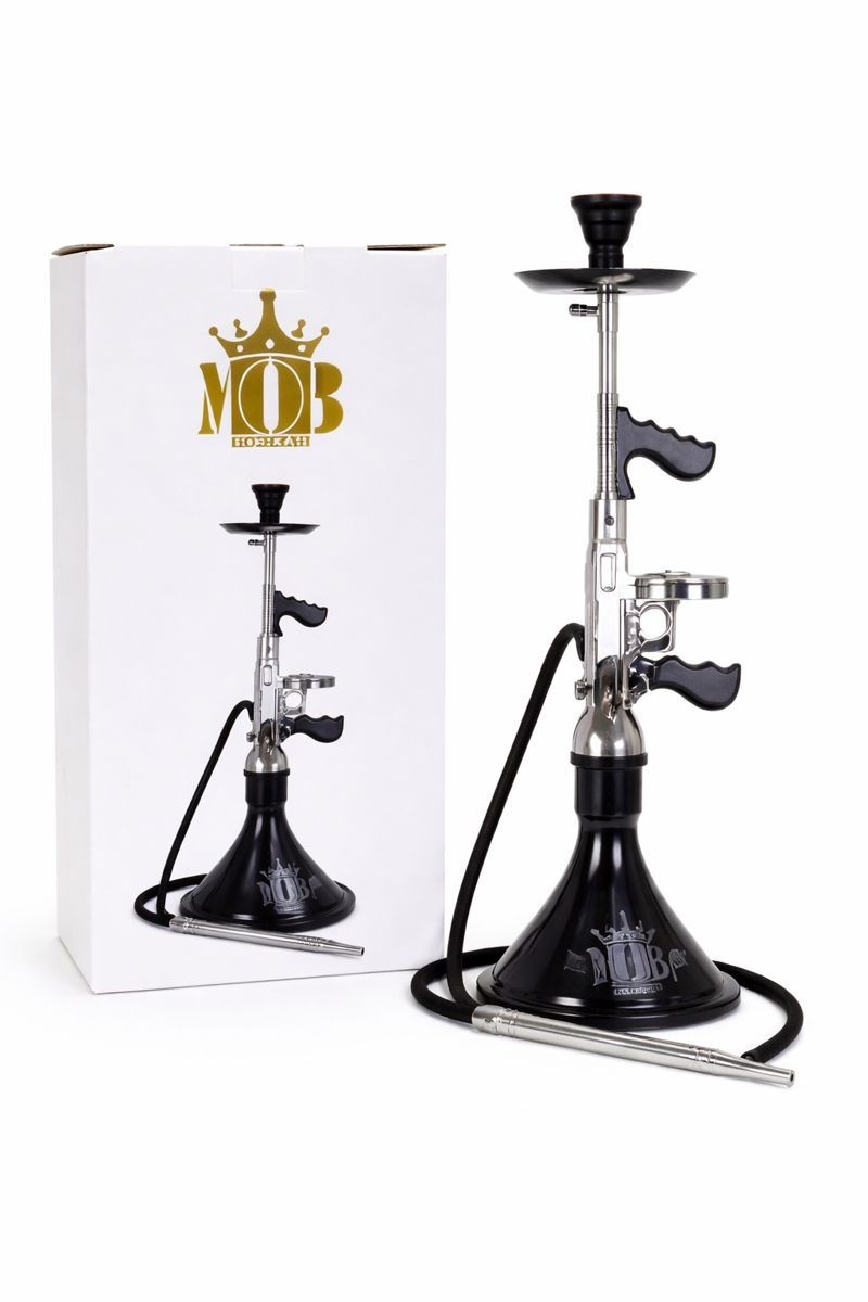 MOB TOMMY GUN HOOKAH 34″ | SILVER & BLACK | 1CT | FREE SHIPPING