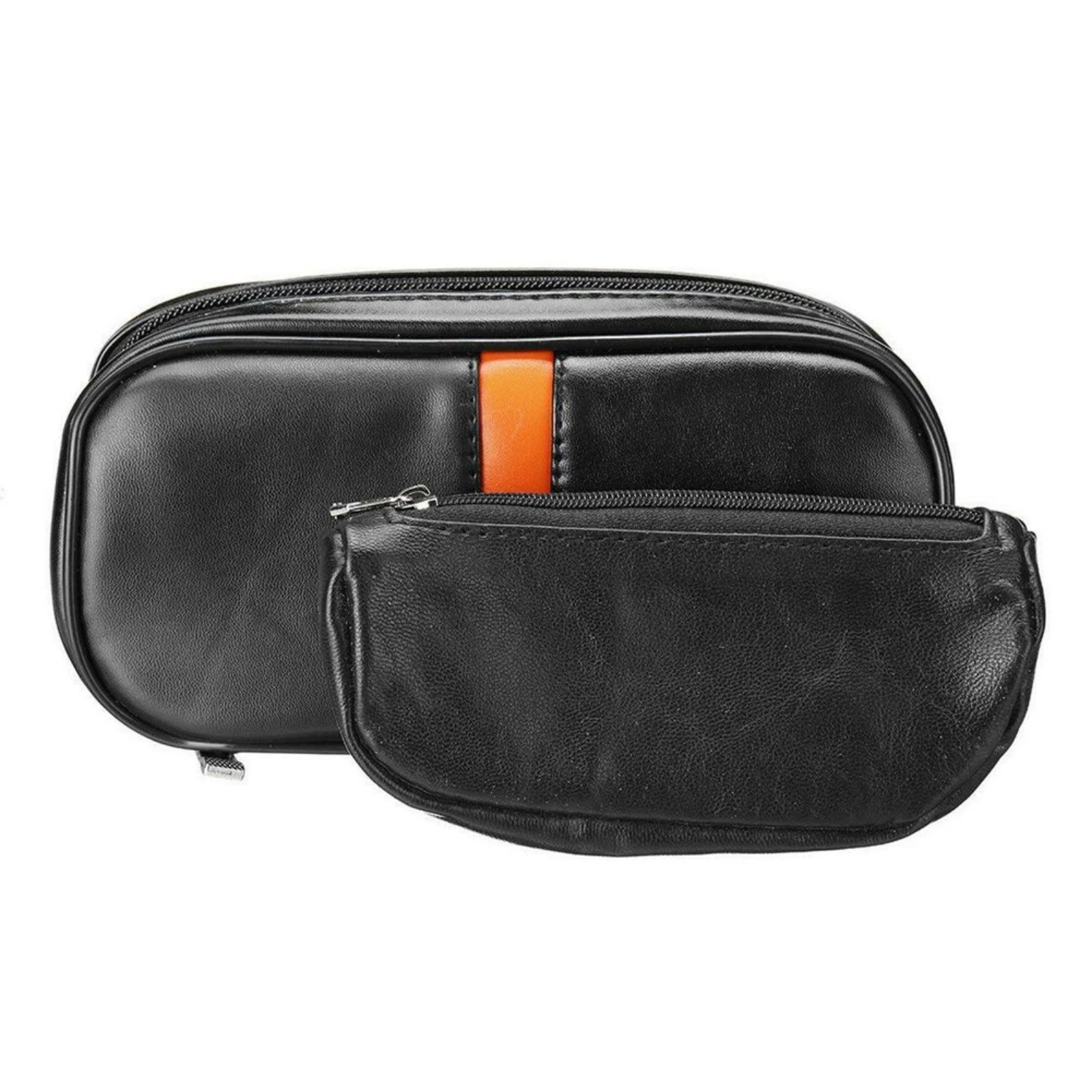 Genuine Leather Smoking Pipe Case with Tobacco Pouch Storage 19cm Portable