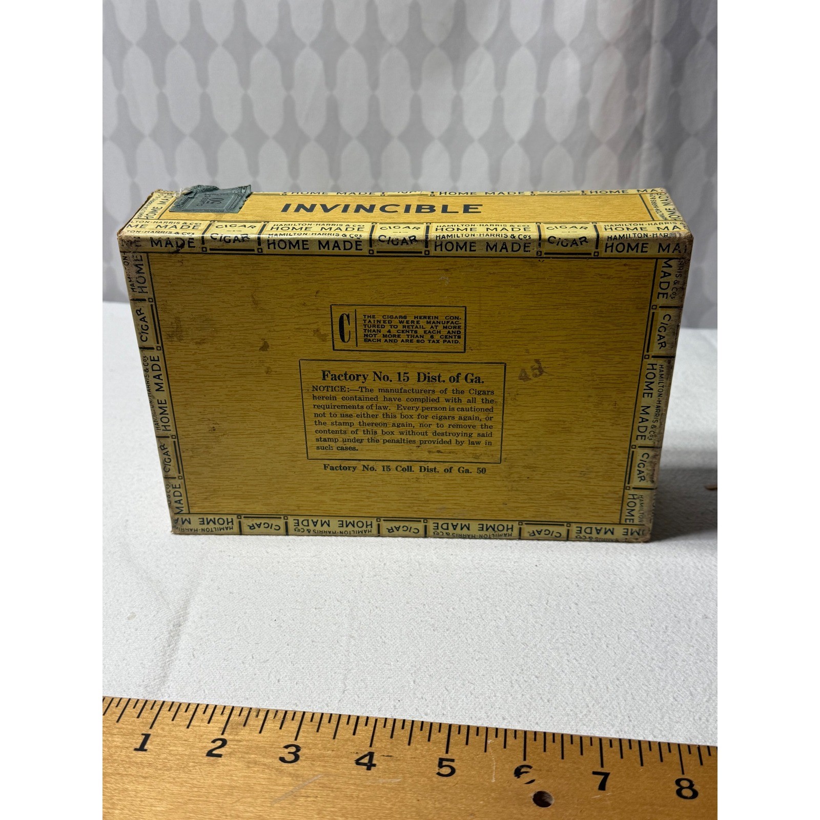 Vintage Hamilton Harris & Co Home Made Cigar Box Invincible Collectible Tin
