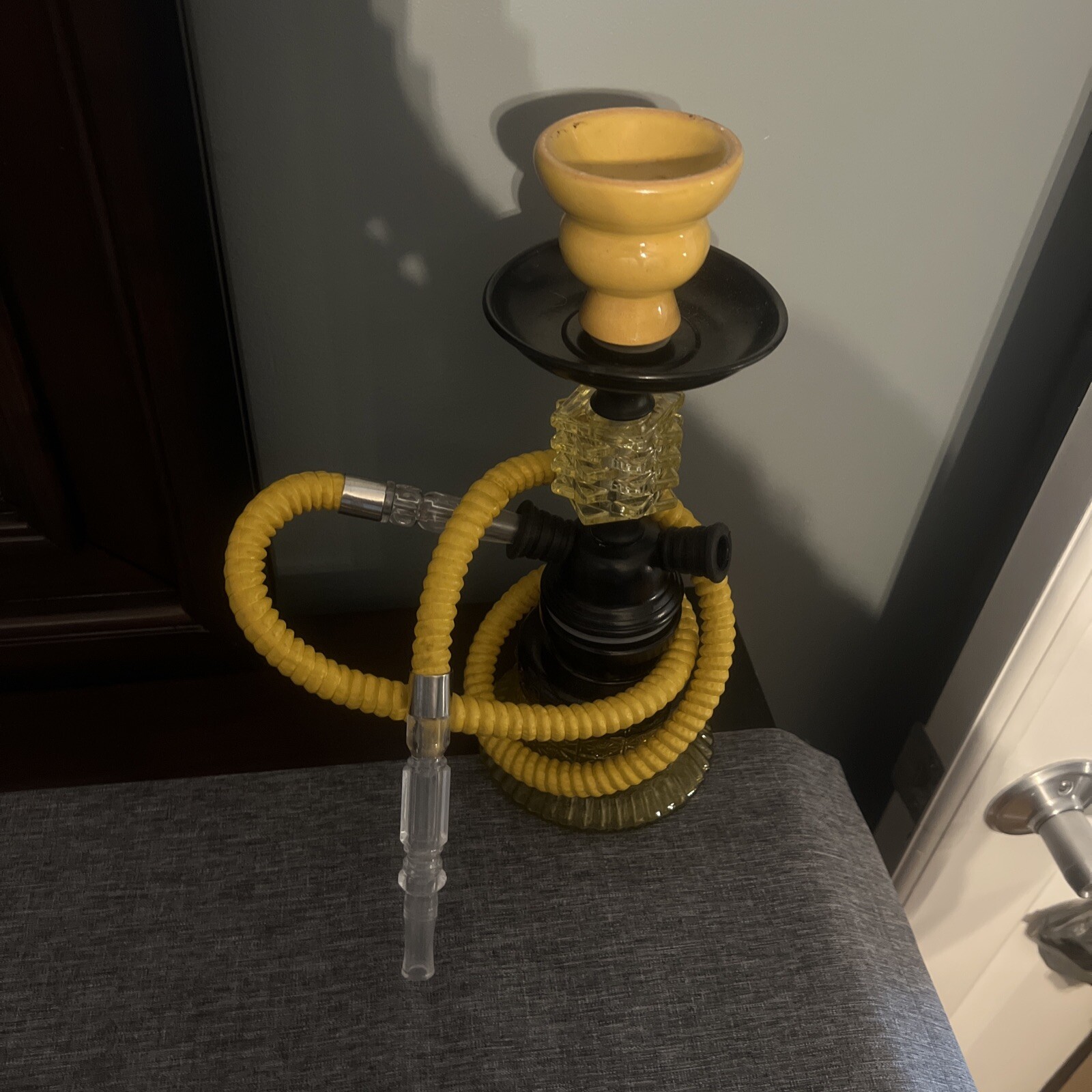 Hookah Black & Yellow Glass Base