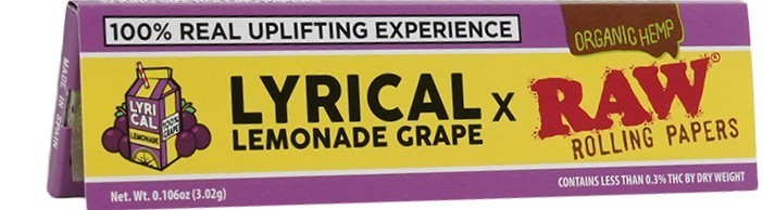 Raw Lyrical Grape Lemonade King Size Rolling Papers 1/PK Discounts! FREE SHPN