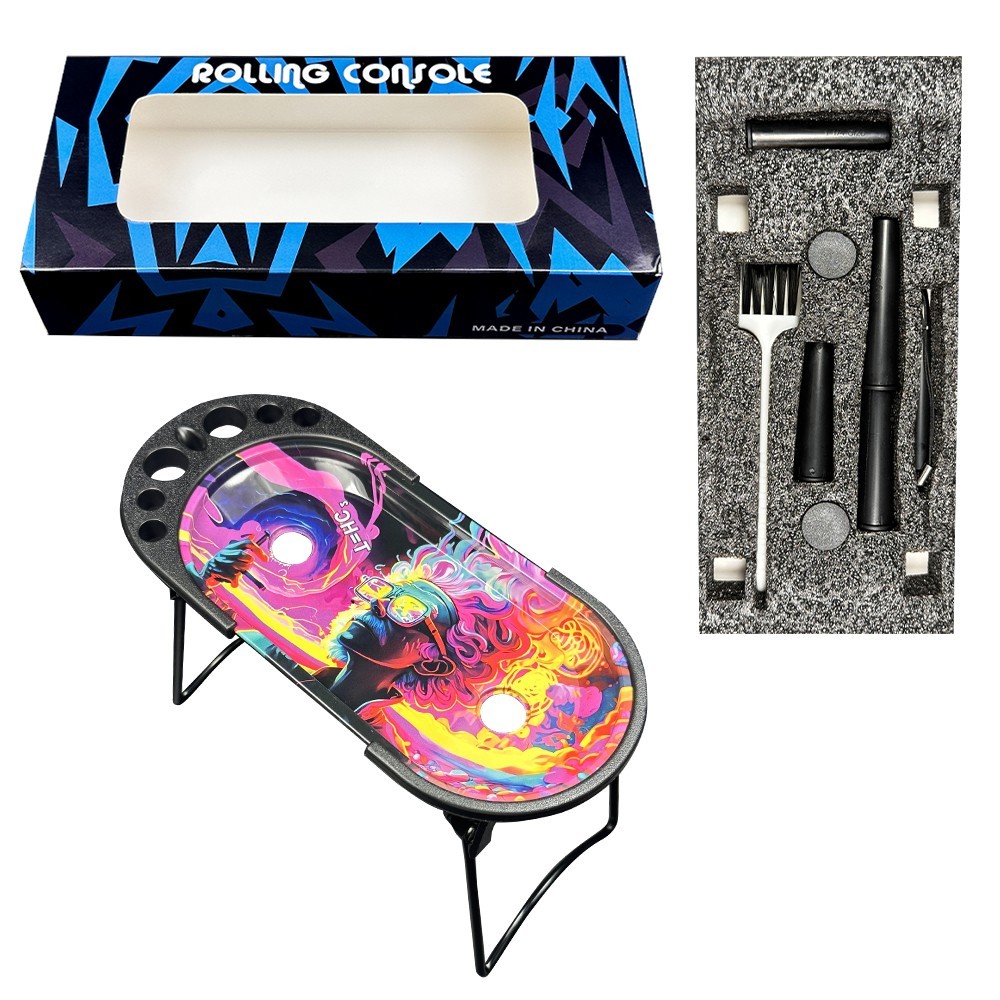 Foldable Rolling Tray W/ Cone Loader for King or 1-1/4 Size Pre Rolled- Gorilla