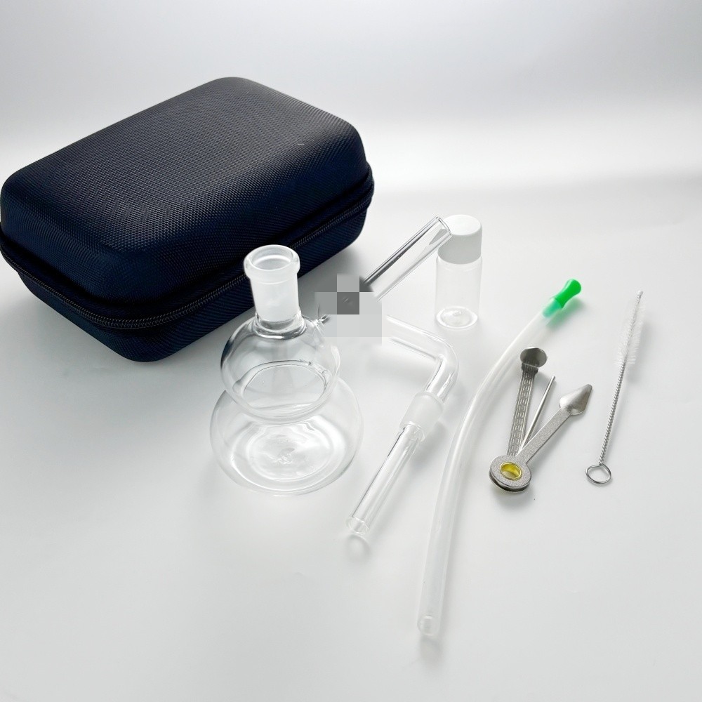 Portable 4″ Glass Bong Gourd Smoking Water Pipe Hookah Bubbler W/Tool Box SET