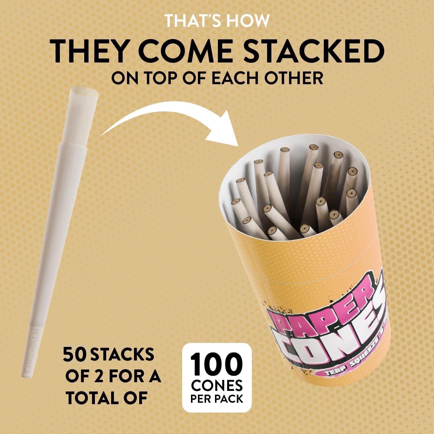 King Palm | King Size | Apricot | Natural Prerolled Paper cone with Tips | 100Ct