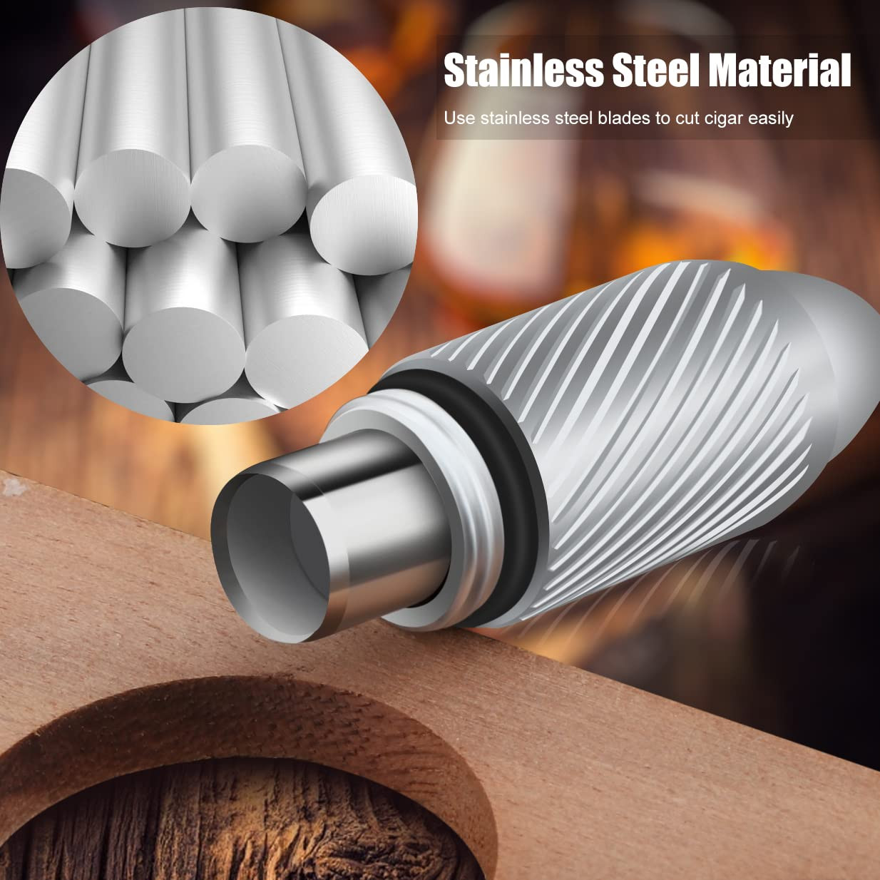 TISFA Cigar Punch Cutter Cigar Hole Opener Portable Screw Out Stainless Steel Pu