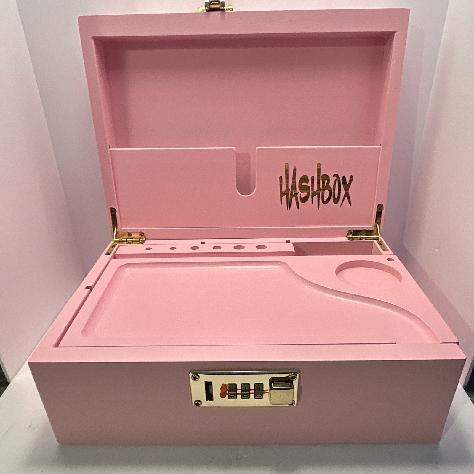 HashBox Pink Locking Storage Box with Built-In Combination Lock