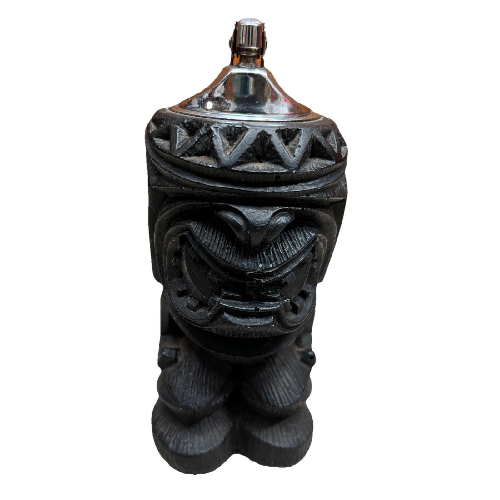 Vintage Coco Joe’s of Hawaii Tiki Tabletop Lava Lighter MCM Chrome Top READ NOTE