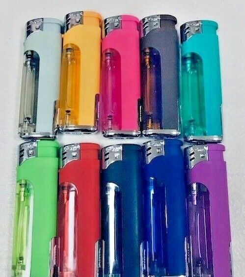 5-Flags Refillable Butane Lighter Ass. Colors White LED #80-82LEDW Lot of 10 Pcs