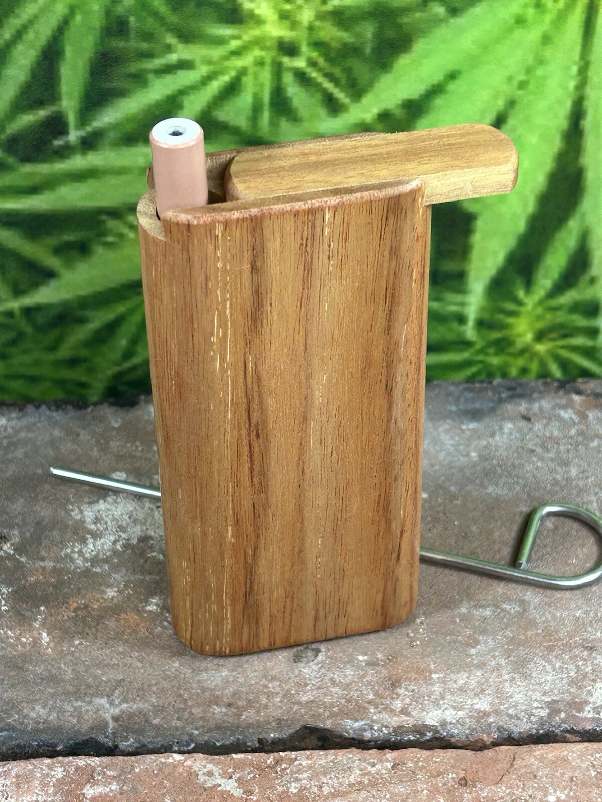 4″ Classic Cheech & Chong Canary Wood Slide Top Dugout With One Hitter & Poker