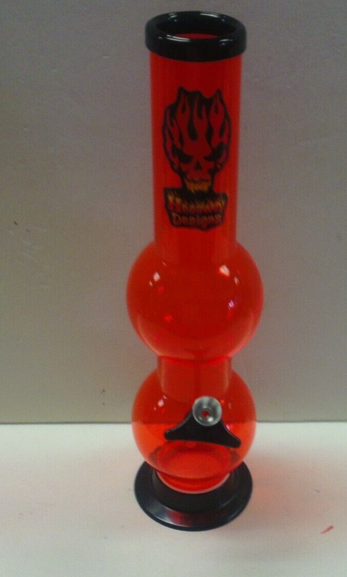 HEADWAY 14″ ACRYLIC PLASTIC DOUBLE BUBBLE HOOKAH WATER PIPE PULL CARB ORANGE