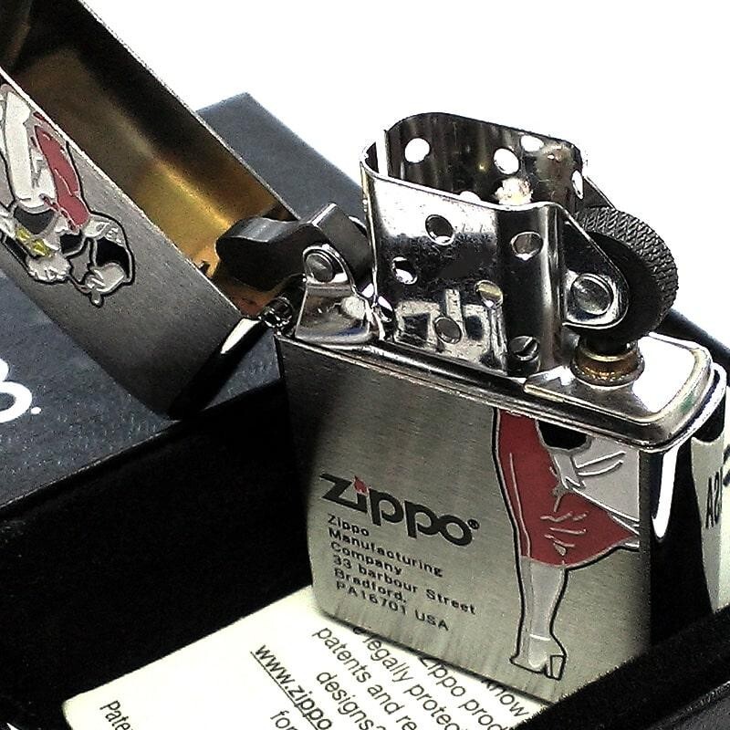 Zippo Oil Lighter Windy Girl Design Silver Red Brass Regular Case Japan