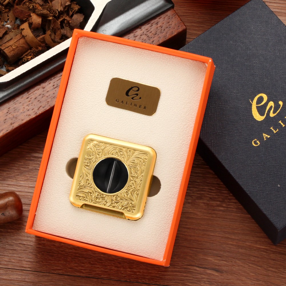 Galiner Cigar Cutter V-Cut Stainless Steel Punch Single Cigar Humidor Tube Case