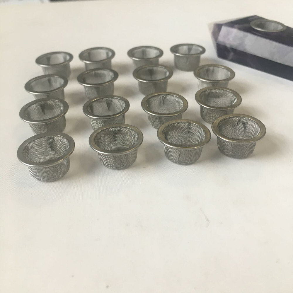 10Pcs Crystal Tobacco Smoking Pipe Metal Filter Screen Steel Mesh Concave Bowl