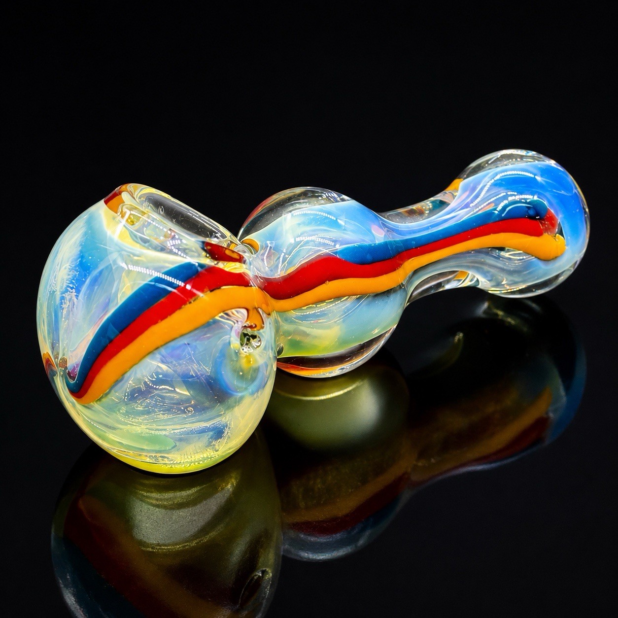 Hand Blown Glass Tobacco Smoking Pipe 3.5”-4” Colorful Swirl Design