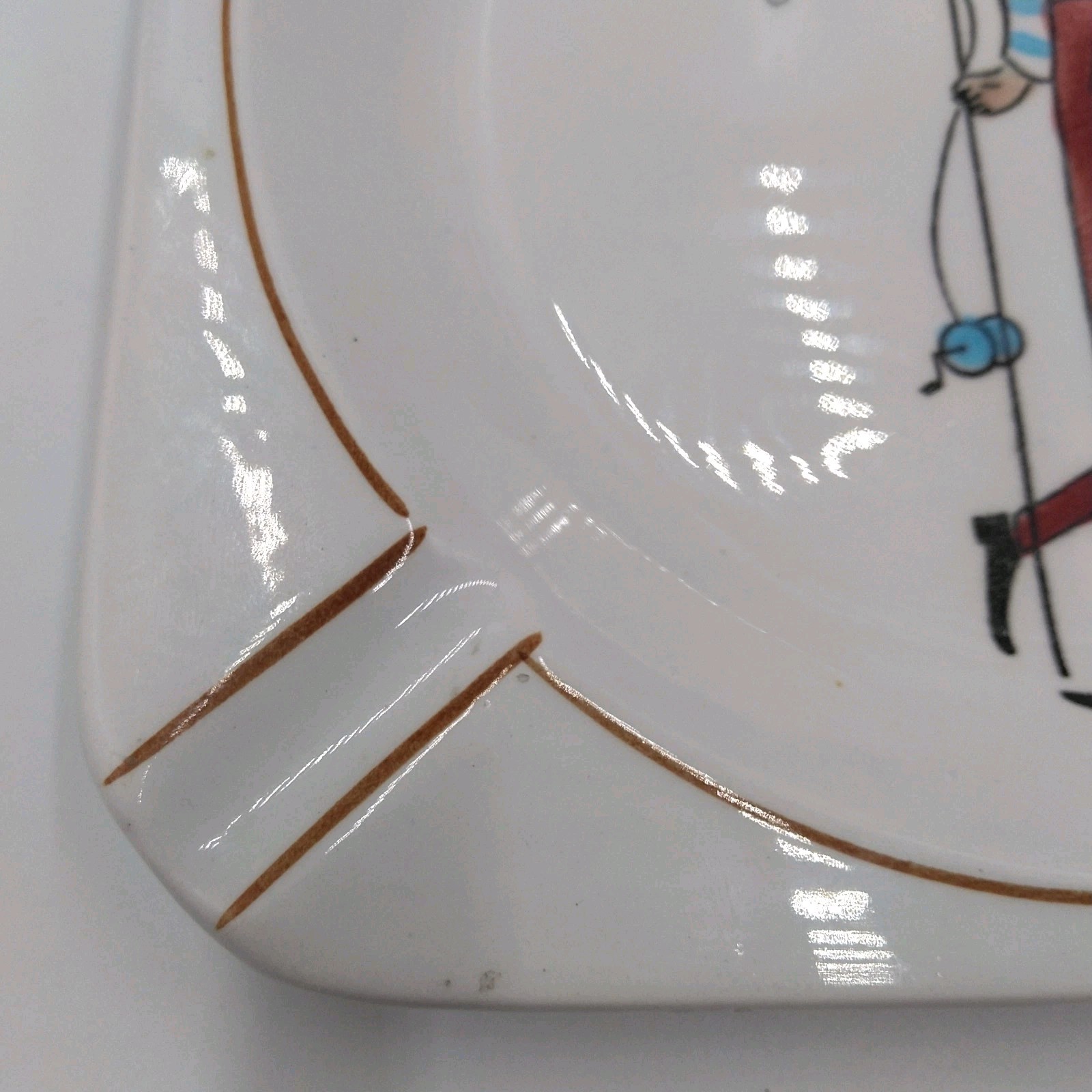 Gay Ninety’s Dandy Fishing Gentleman Man Ceramic Ashtray MCM Vintage