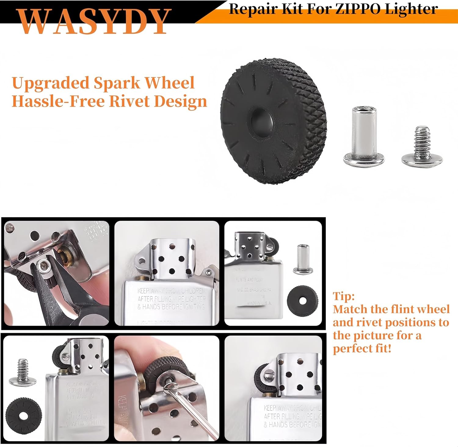 Lighter Repair Kit for Zippo Flint Wick Spring Wheel Cotton Felt Pad Set Parts