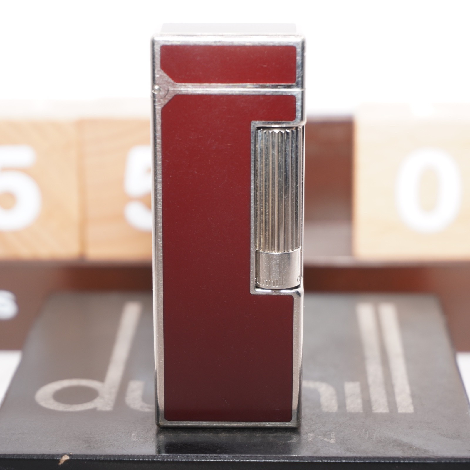 Dunhill Lighter Silver/Red _Ultrasonically Cleaned_Working