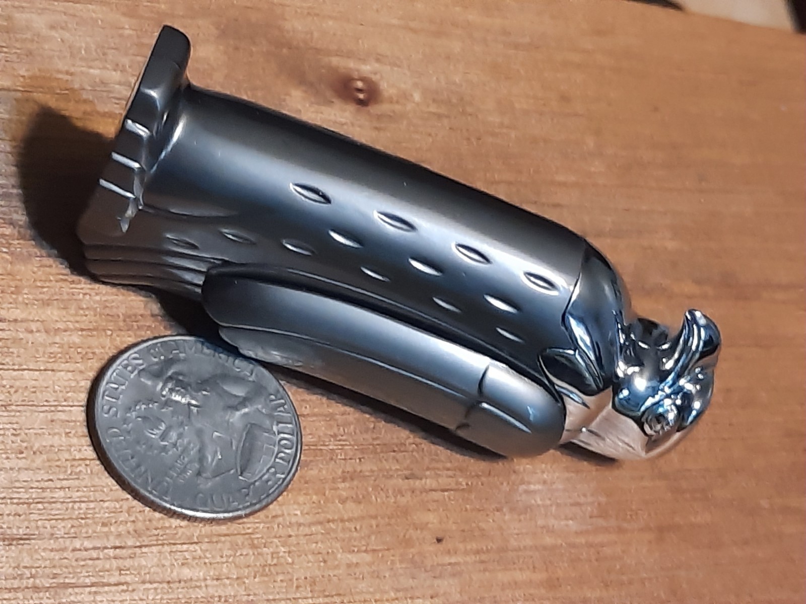 Vtg Lighter Novelty Gun Metal Gray American Eagle Torch Lights NoGuarantee M5