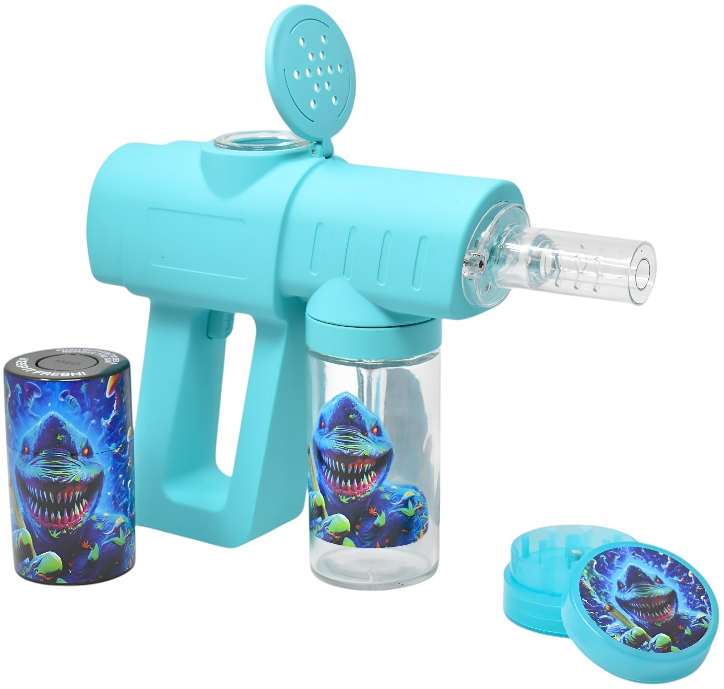 COOL Bongs Glass Water Pipe Hookah GRAVITY BONG GUN BONG Bong Set AQUA *USA*