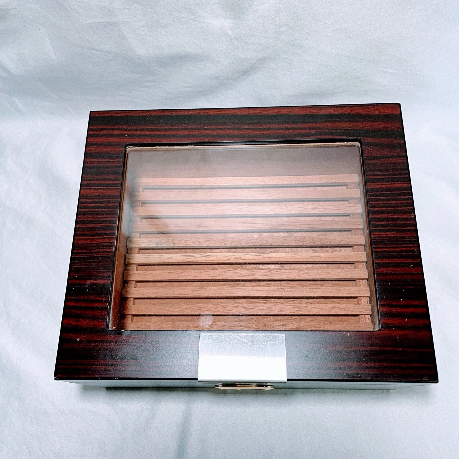 MANTELLO Cigars Humidor Royal Glass Top Cedar Lined Cigar Box Up To 50 Cigars