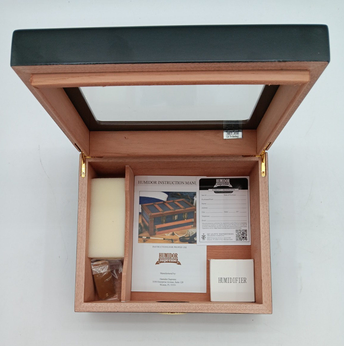 Humidor Supreme HUM-25HYG Deep Cherry Finish Spanish Cedar-New In Box