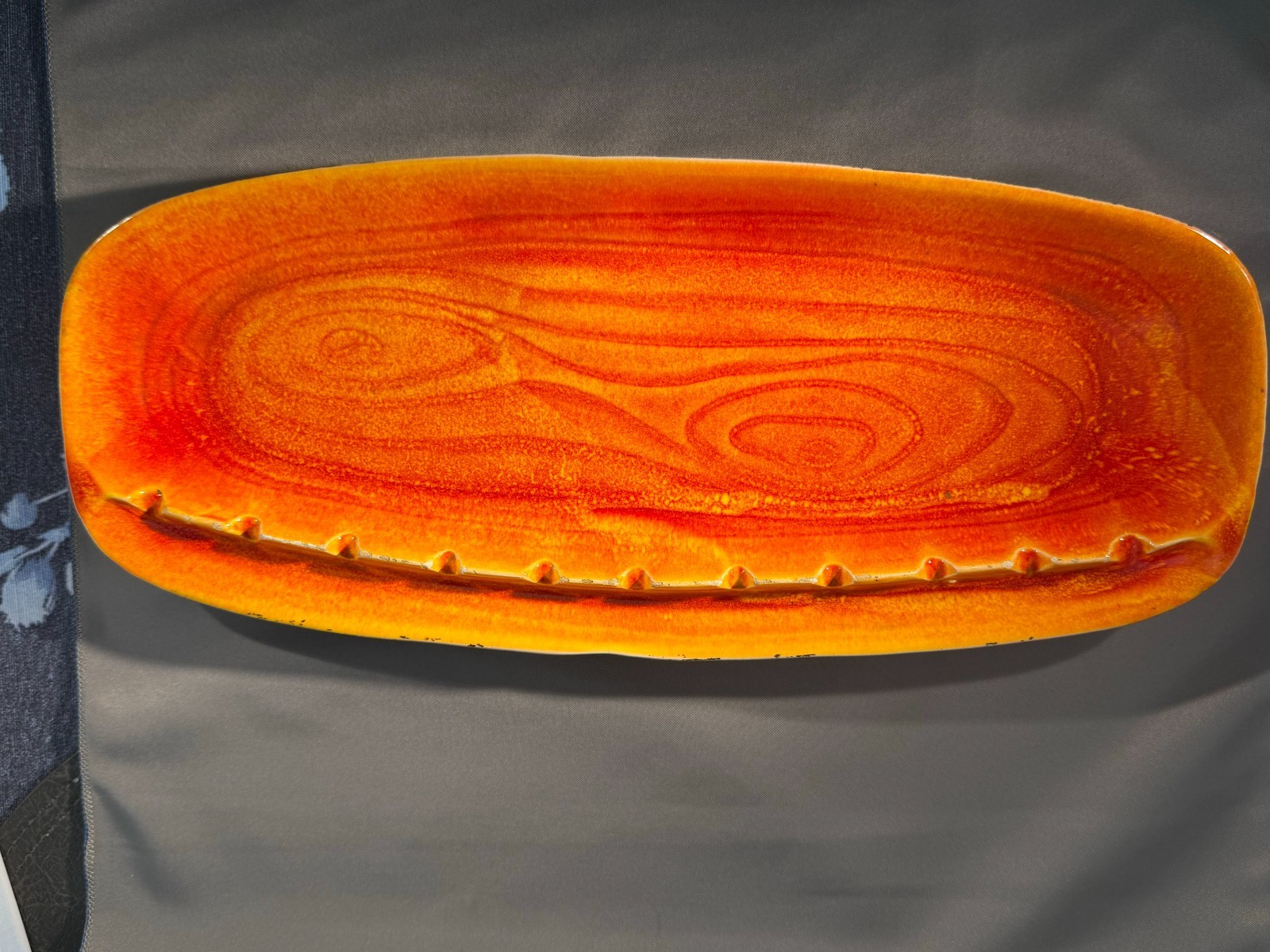 Vintage California D23 USA Pottery Orange Lava Acid Glaze Atomic Age Ashtray MCM