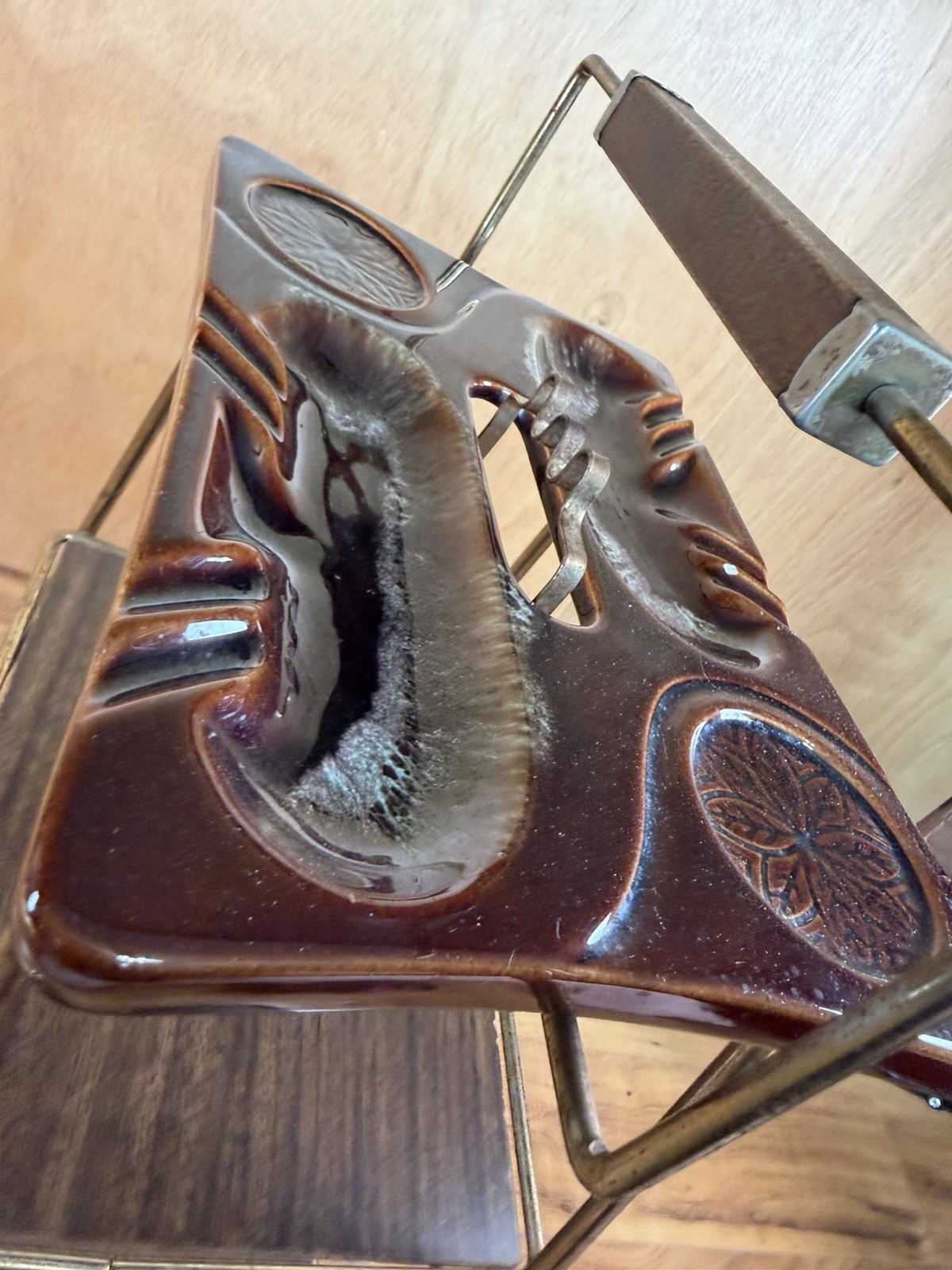 VTG 70s Mid Century Metal Smoke Stand Magazine Rack Atomic Cigar Ashtray MCM Bar