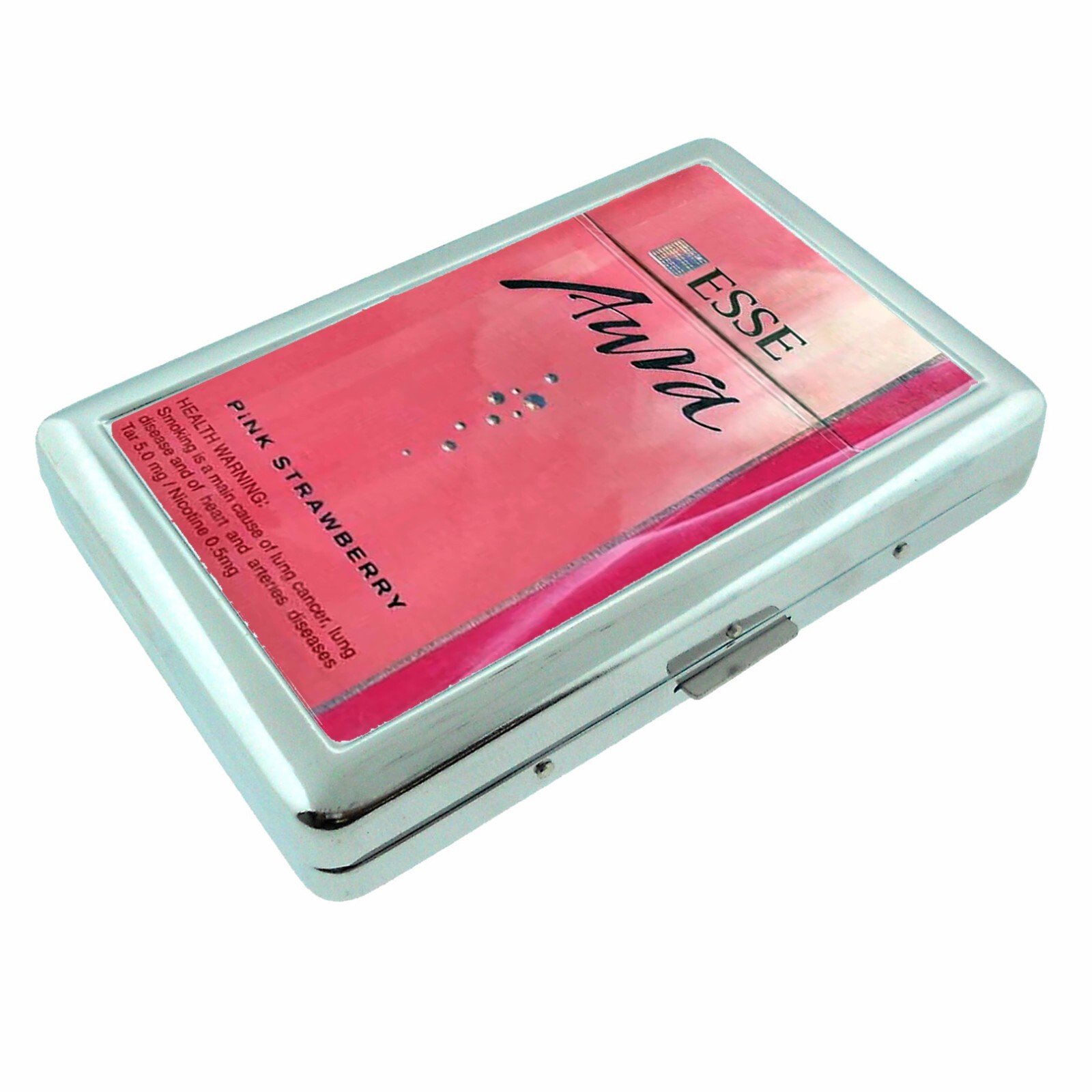 Pink Aura Korea Silver Metal Cigarette Case RFID Protection Wallet Strawberry