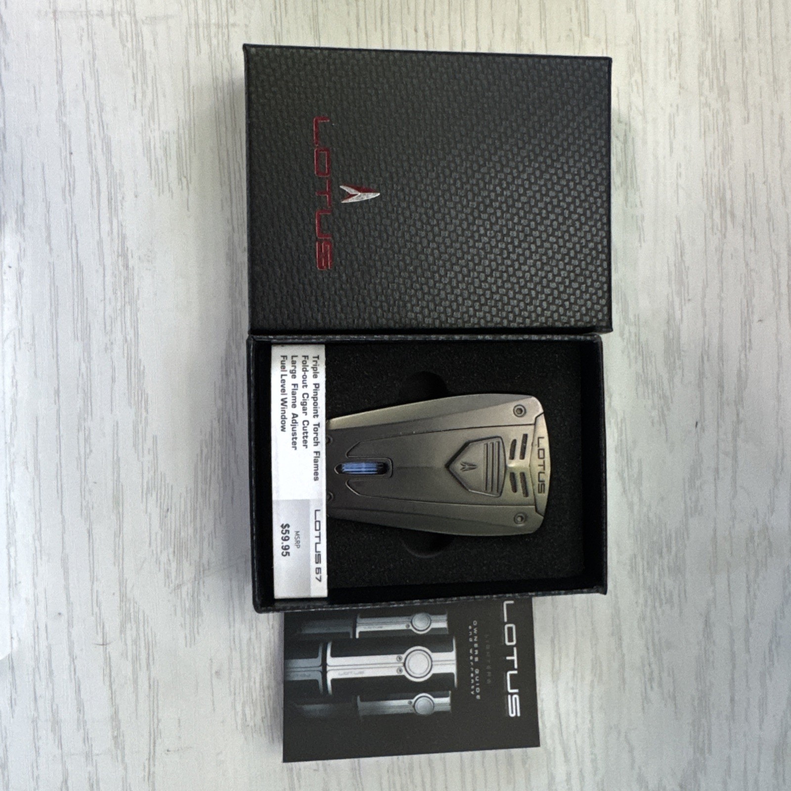 Lotus Fusion Triple Jet Torch Flame Cigar Lighter Gunmetal Chrome 5300 New