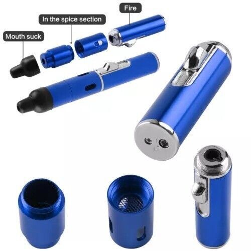 2-in-1 Windproof Click Butane Refillable Torch Lighter Click Tobacco Pipe USA