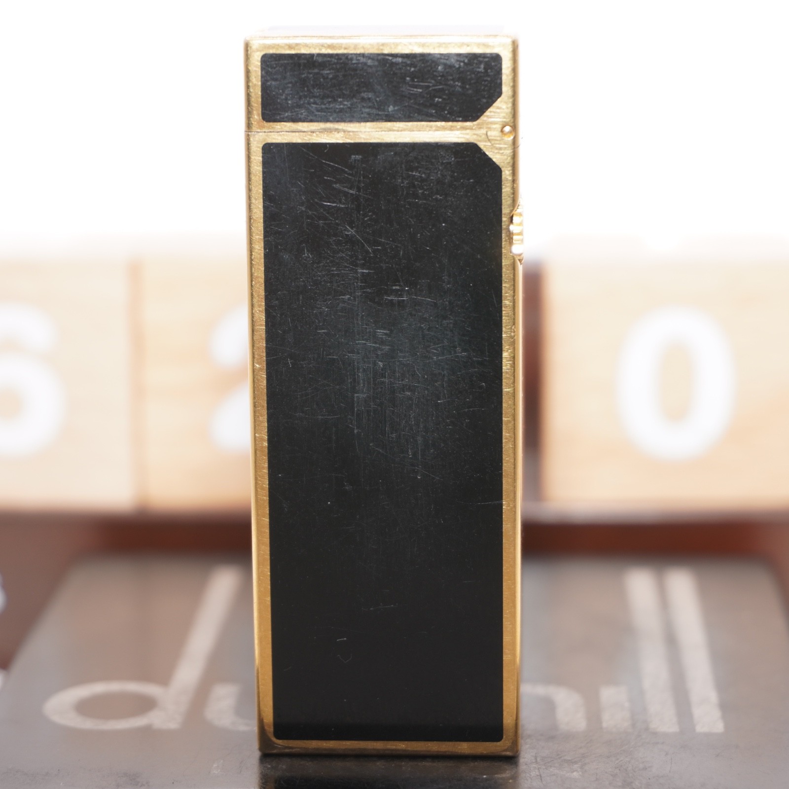 With D Mark Dunhill Lighter Gold/Black_Ultrasonically Cleaned_WORKING_B