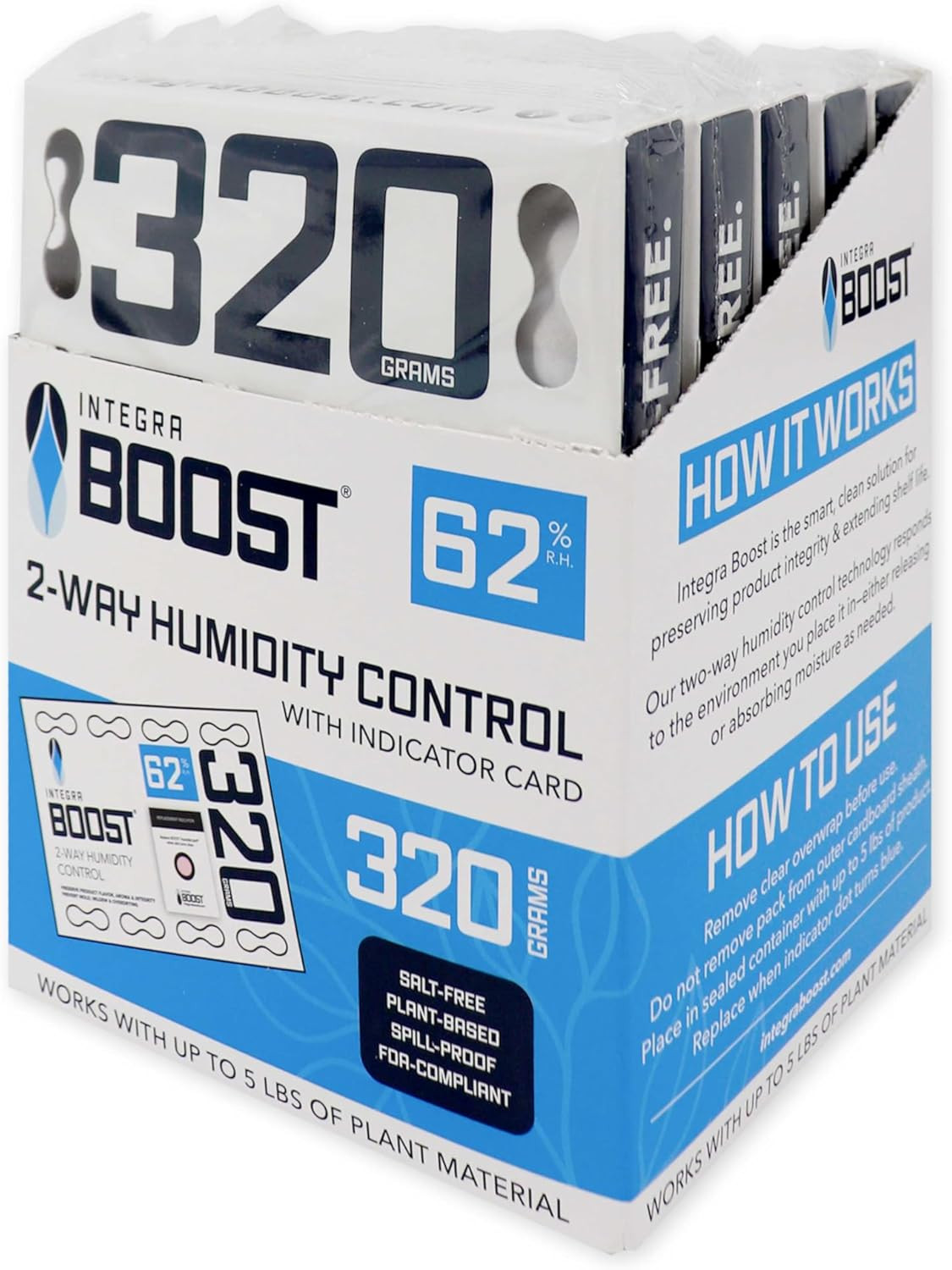 62% RH, 2 Way Humidity Control Packs – 320G Size for Storing 5 Lbs – Pack of 5 |