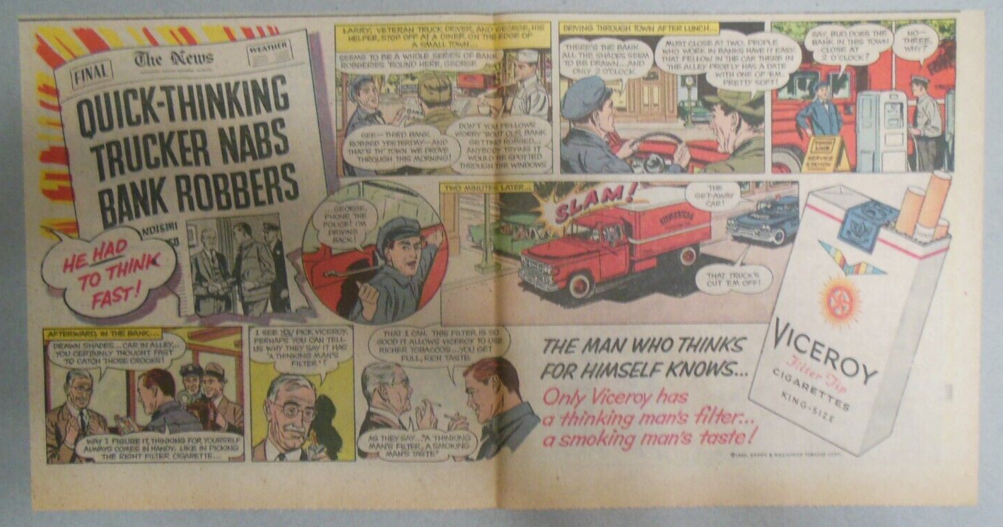 Viceroy Cigarette Ad: “Trucker !” from 1940’s-60’s Size: 7.5 x 15 inches