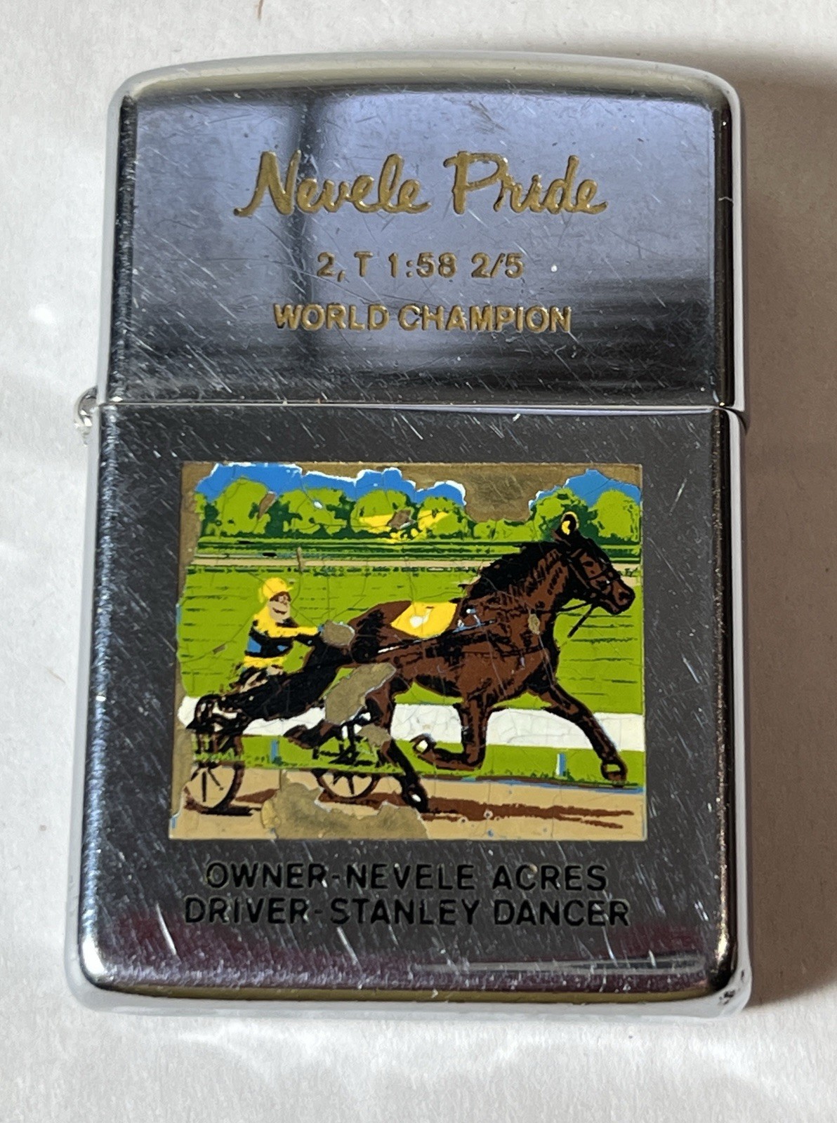 Rare Vintage Nevele Pride World Champion Horse Trotter Zippo Lighter c1968