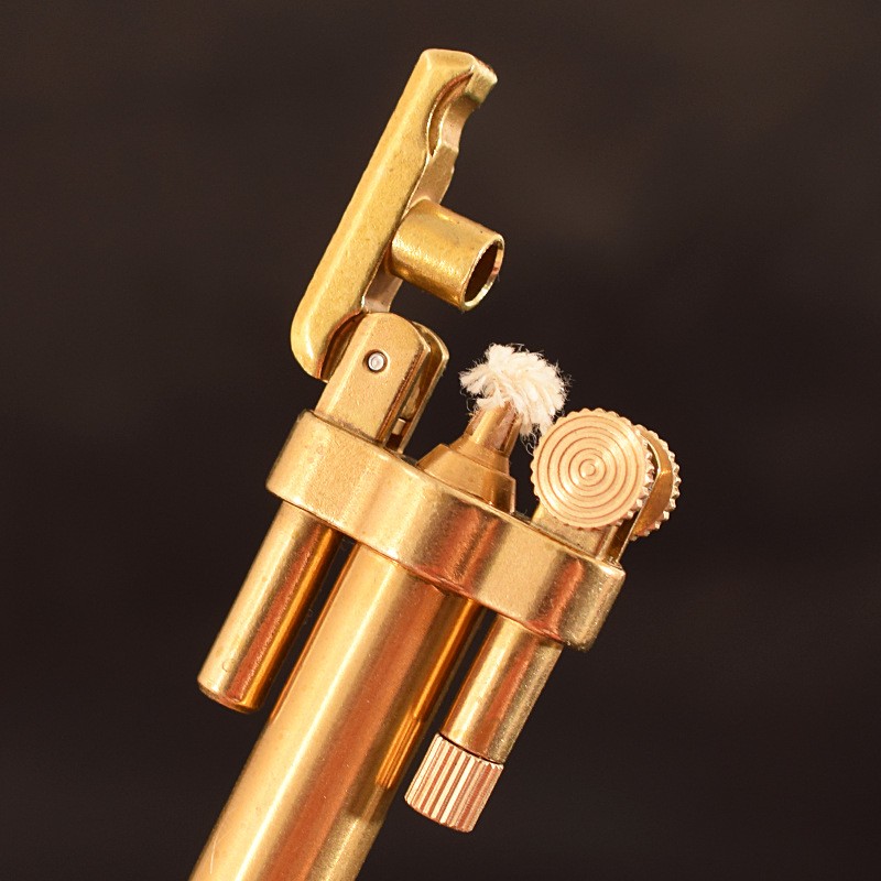 Windproof Brass Pipe Lighter Slim Vintage Kerosene Flint Portable Metal Gadget..