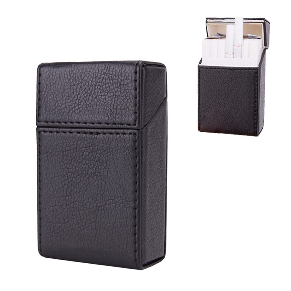 Cigarette Case – Portable PU Leather Storage Box With Flip Black