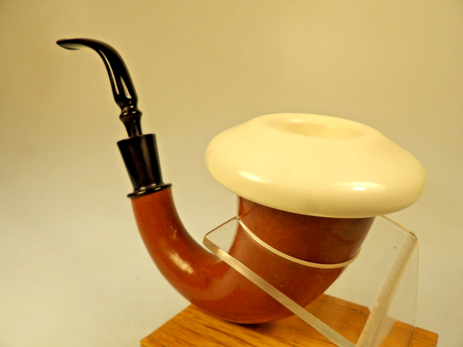 Pioneer Calabash Gourd Sherlock Holmes New Solid Meerschaum Bowl Pipe Nylon Ext.