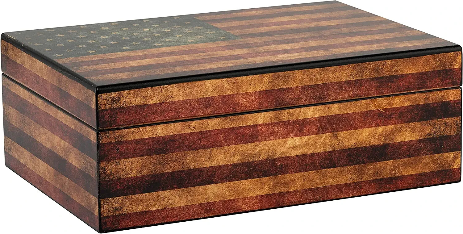 Old Glory American Flag Cigar Humidor (25-50 Capacity)