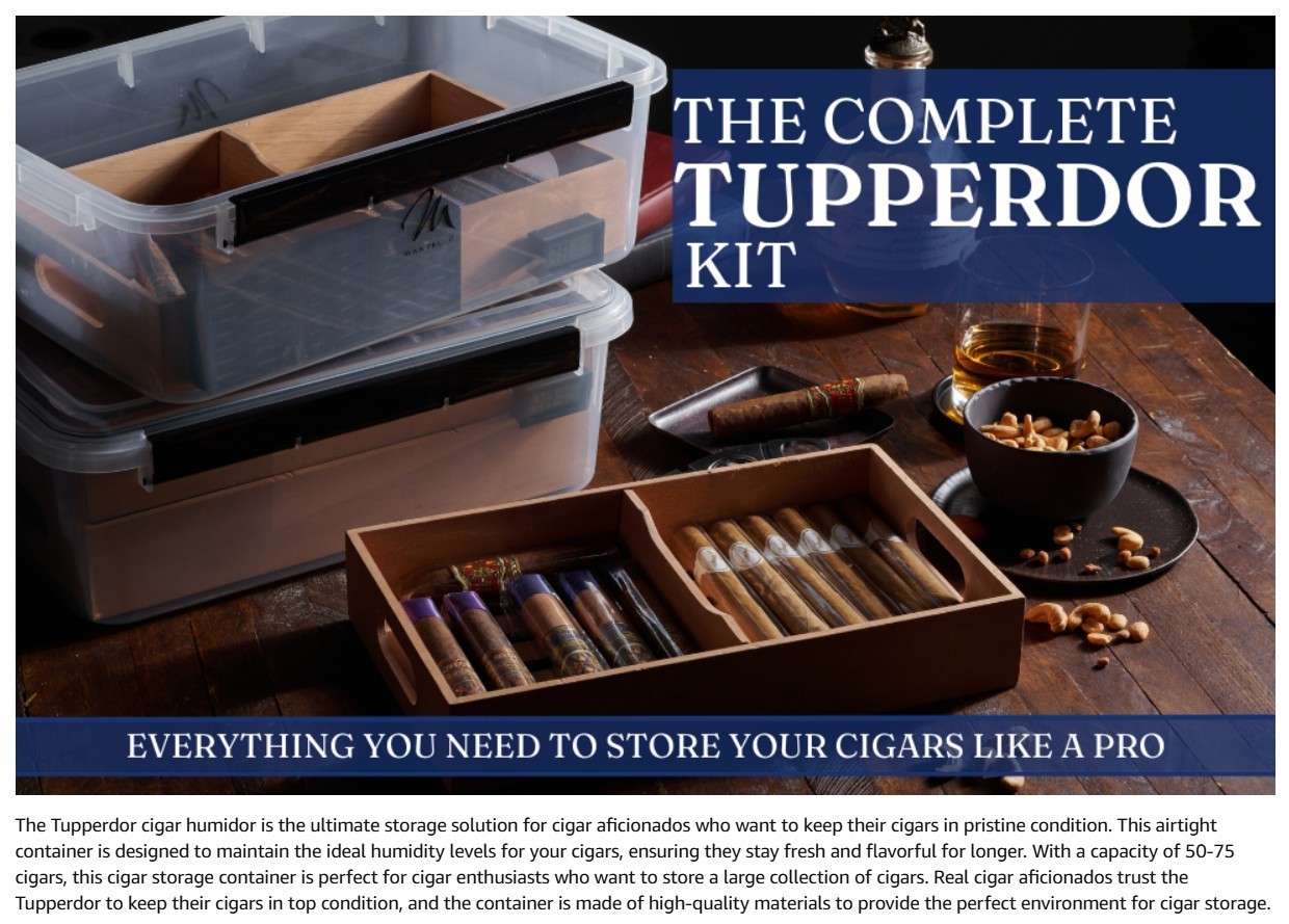 Mantello Cigar Tupperdor- Plastic Humidor, Cigar Humidors, Container with 2 S…