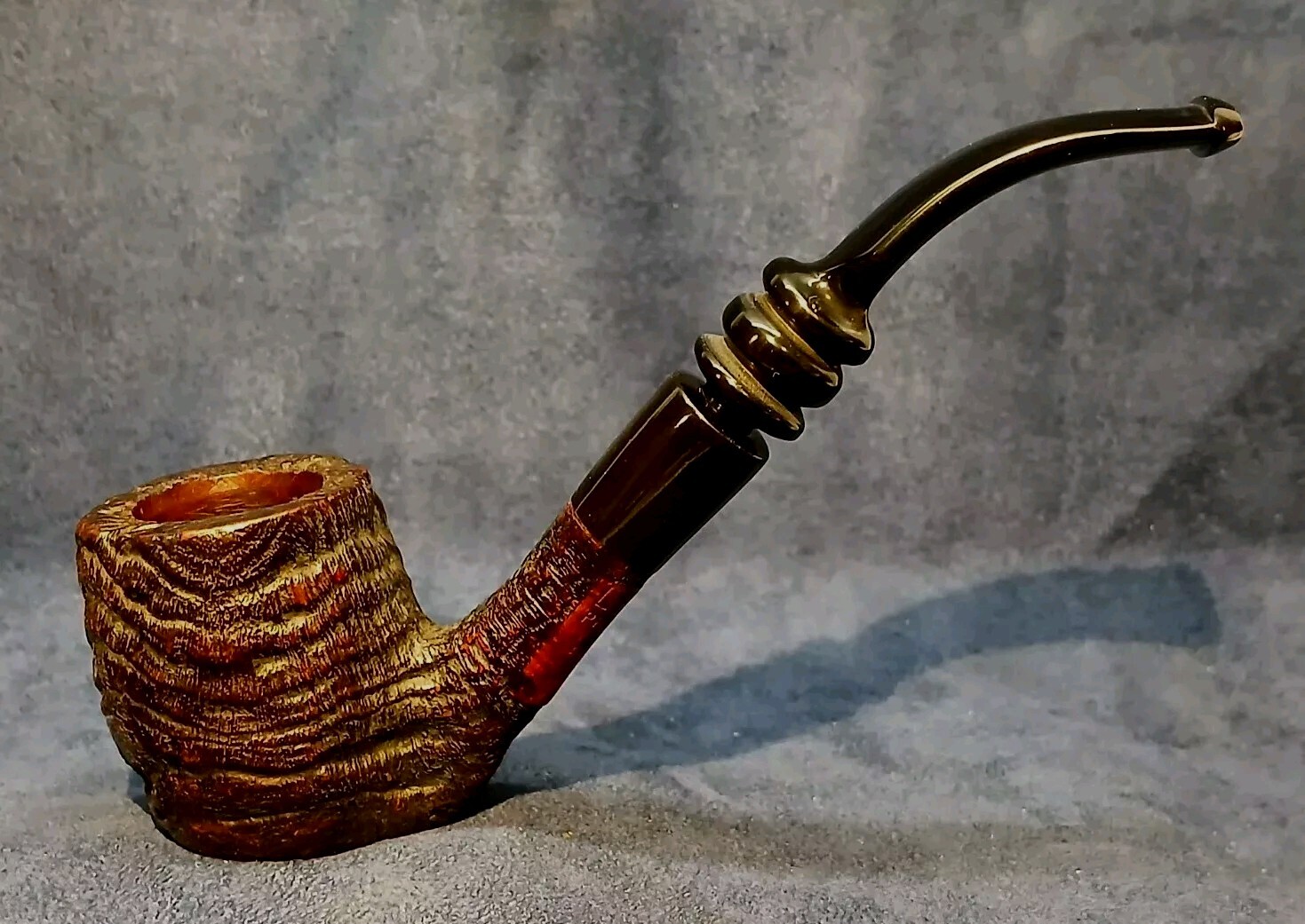 Superb Leif Prince 9 Blasted Sitting Freehand Tobacco Pipe W/Vulcanite Mount Dmk