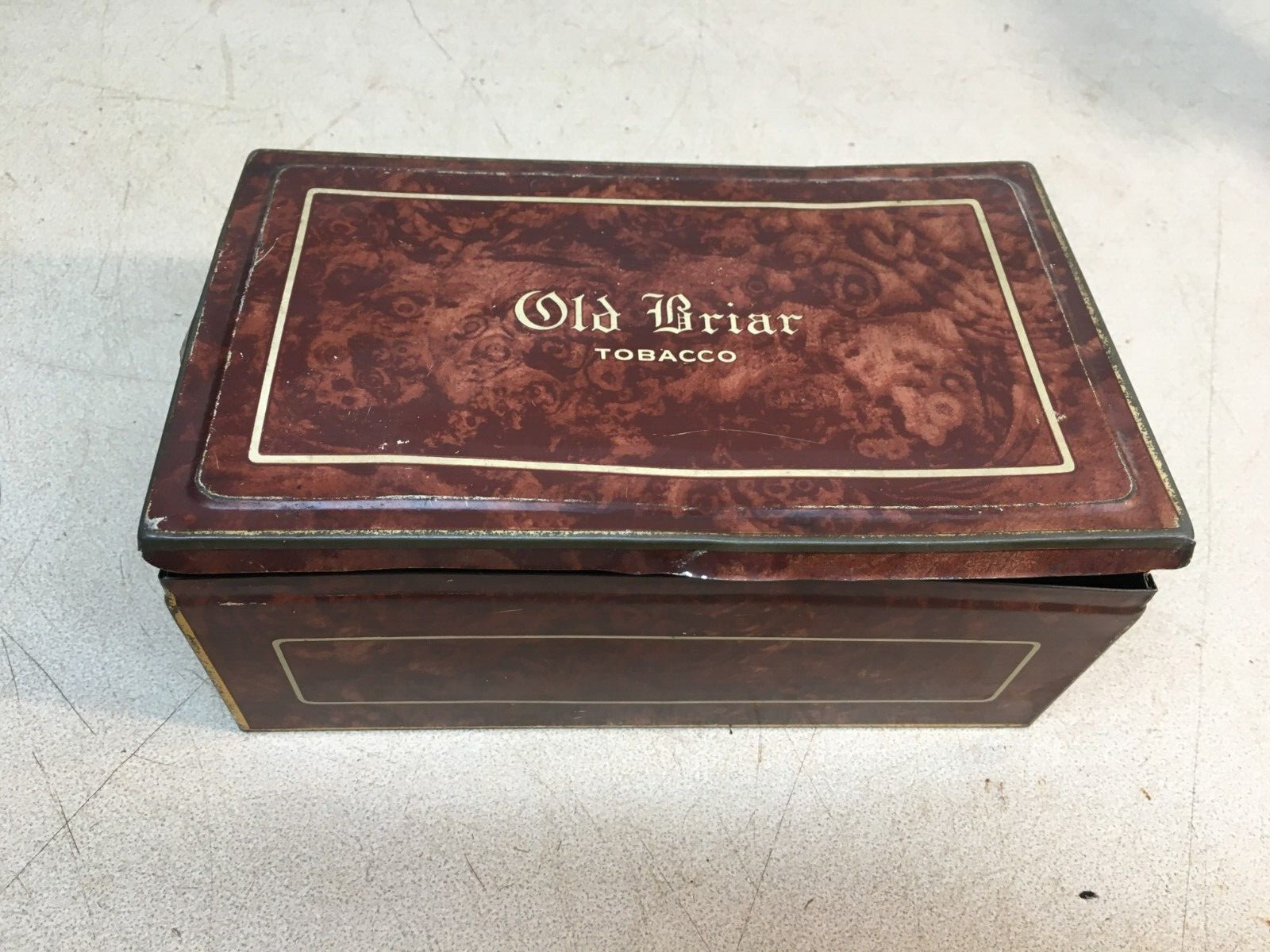 Vintage OLD BRIAR PIPE Smoking Tobacco Metal tin Smoking Stand Tray 7.5x3x4.5in