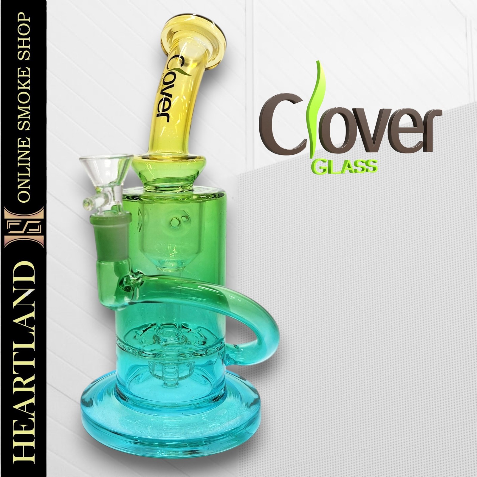 9″ Straight Tube Beaker Bong Premium RECYCLER Water Pipe Hookah | CLOVER GLASS
