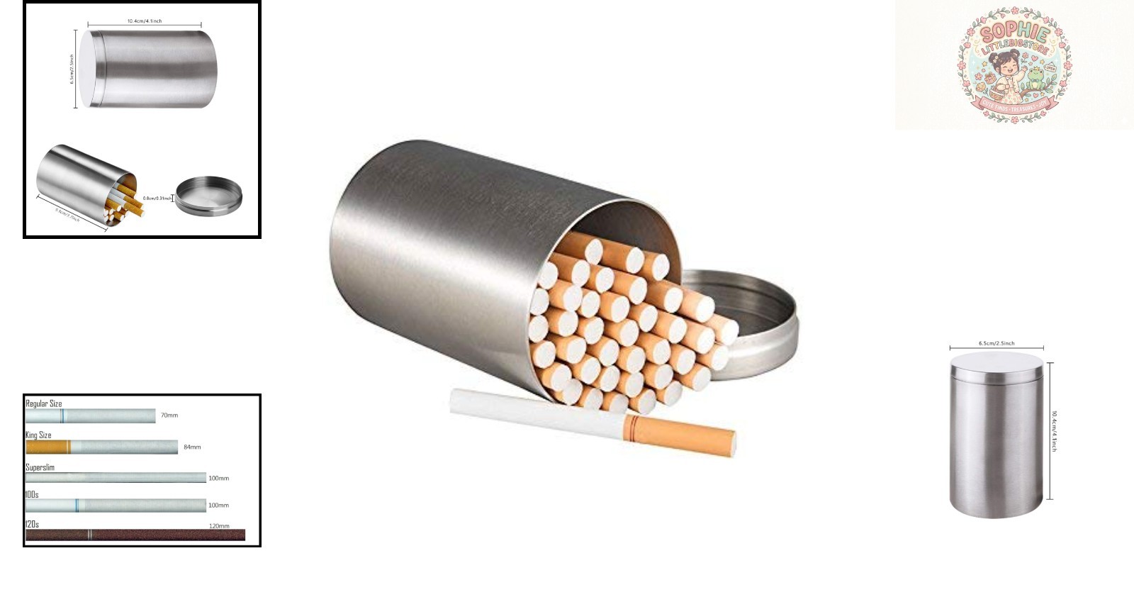 High Capacity 100mm Cigarette Case – Durable Silver Stainless Steel Design