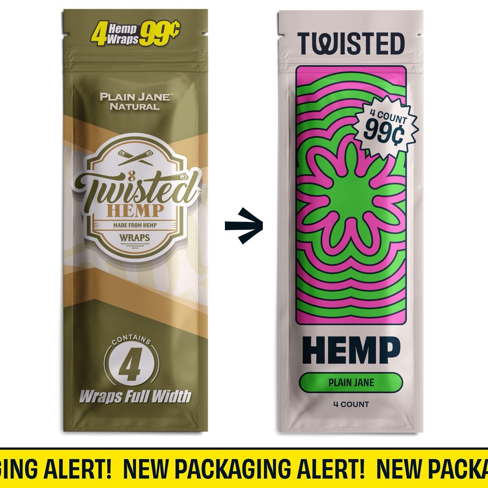 Twisted H Organic All Natural Wraps | Plain Jane | 60 Wraps