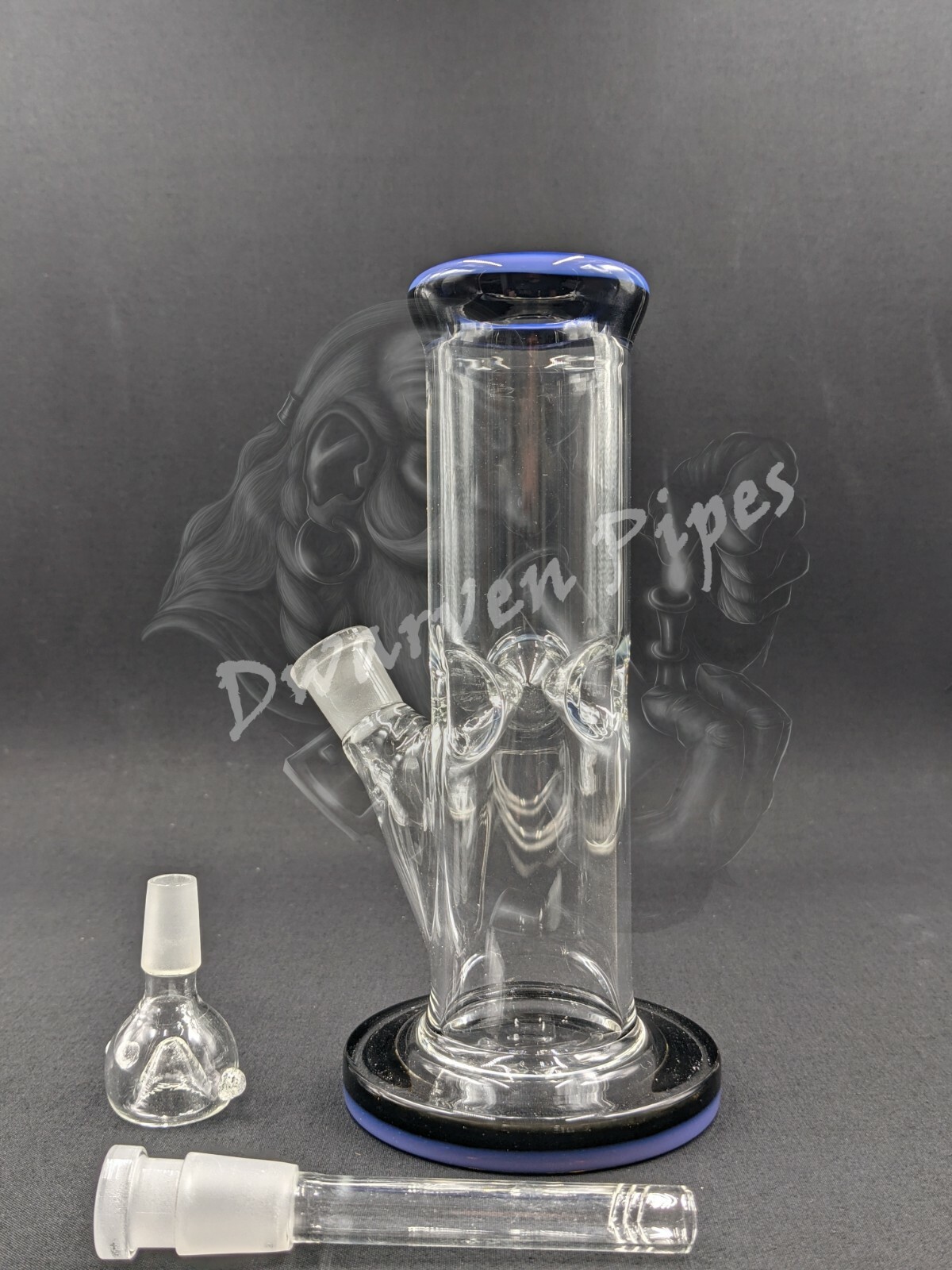 8″ Inch Glass Hookah Water Pipe Bong Thick Cylinder w/ 6 Cut Downstem PU