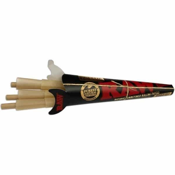 RAW Black 1 1/4 Pre-Rolled Cones (3 Pack) + RAW Aluminum Metal Tube