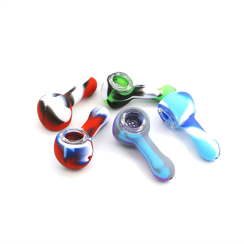 5PCS Wholesale Price Mini Mixed Silicone Pipe 9 Hole Glass Bowl Random Color